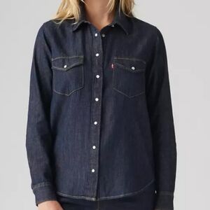 Women's Levi's Long Sleeve Denim Western Shirt Snap Button EUC Small